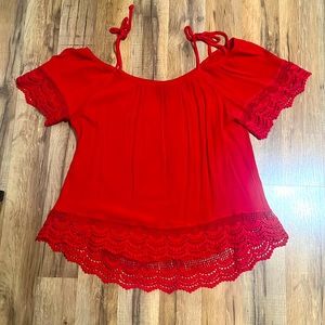 Red off the shoulder top